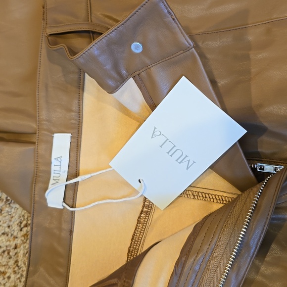 NWT Reina Faux Leather Pants | Mulla | coffee tan Msrp: $72 - Picture 7 of 9